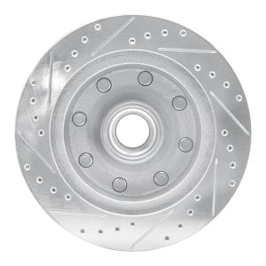 Ford E-350 Econoline Brake Rotor (1) - Front Right - R1 Concepts - Drilled & Slotted - Silver - `95-`04